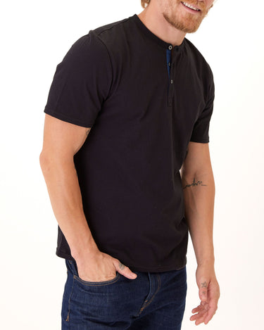 Chester Classic Jersey Contrast Henley Mens Tops Tshirt Short Threads 4 Thought 