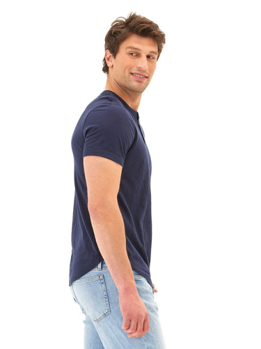 Heath Slub Jersey Short Sleeve Henley Mens Tops Tshirt Short Threads 4 Thought 