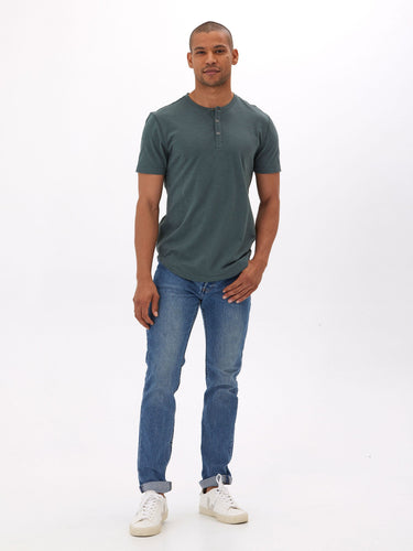 Heath Slub Jersey Short Sleeve Henley Mens Tops Tshirt Short Threads 4 Thought 