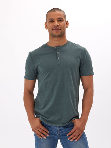 Heath Slub Jersey Short Sleeve Henley Mens Tops Tshirt Short Threads 4 Thought 