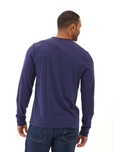 Torryn Triblend Stripe Jersey Long Sleeve Contrast Henley Mens Tops Tshirt Long Henley Threads 4 Thought 
