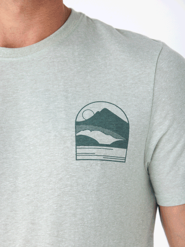 Triblend Mountain Crest Graphic Tee Mens Tops Tshirt Short Threads 4 Thought