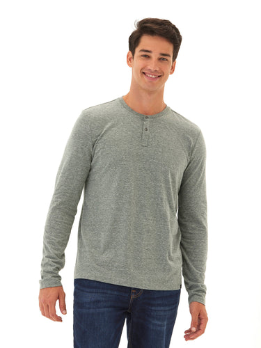 Austin Triblend 2 Button Long Sleeve Henley Mens Tops Tshirt Long Henley Threads 4 Thought 