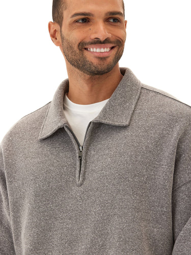 Gabe Triblend Fleece 1/4 Zip Polo Mens Outerwear Sweatshirt Threads 4 Thought 