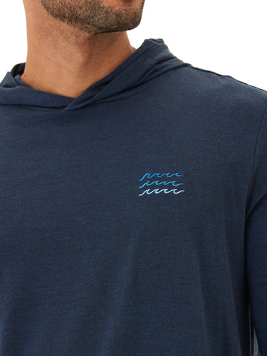 Triblend Waves Embroidery Hoodie Tee Mens Tops Tshirt Long Threads 4 Thought 