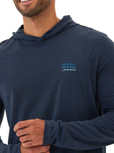 Triblend Waves Embroidery Hoodie Tee Mens Tops Tshirt Long Threads 4 Thought