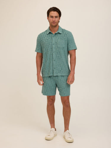 Mitchell Tile Leaf Jacquard Terry Short Mens Bottoms Short Threads 4 Thought 