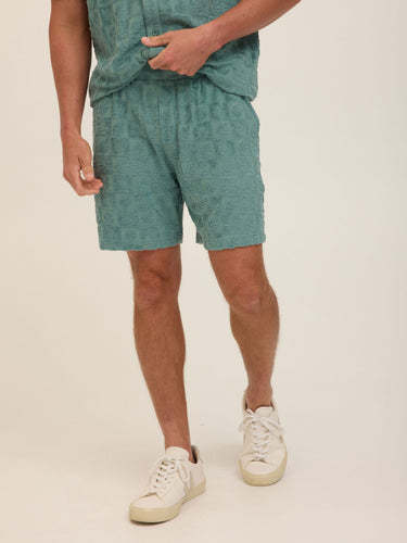 Mitchell Tile Leaf Jacquard Terry Short Mens Bottoms Short Threads 4 Thought 