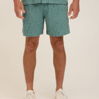 Mitchell Tile Leaf Jacquard Terry Short Mens Bottoms Short Threads 4 Thought 