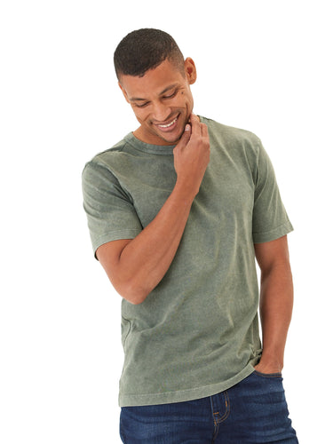 Shawn Mineral Wash Eco Cotton Jersey Crew Tee Mens Tops Tshirt Short Threads 4 Thought