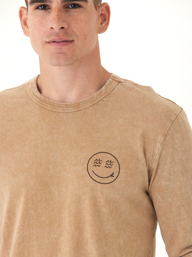 Mineral Wash Happy Waves Graphic Long Sleeve Tee Threads 4 Thought