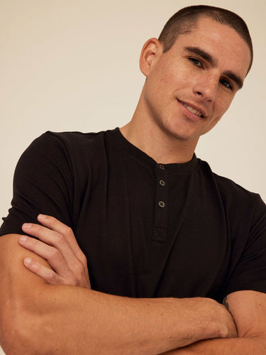 Shayne Luxe Jersey 3-Button Short Sleeve Henley Threads 4 Thought 