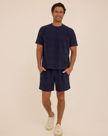 Chadwick Jacquard Textured Stripe Relaxed Tee Mens Tops Tshirt Short Threads 4 Thought 