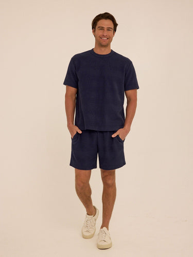 Chadwick Jacquard Textured Stripe Relaxed Tee Mens Tops Tshirt Short Threads 4 Thought 