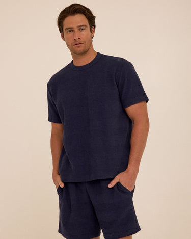 Chadwick Jacquard Textured Stripe Relaxed Tee Mens Tops Tshirt Short Threads 4 Thought 