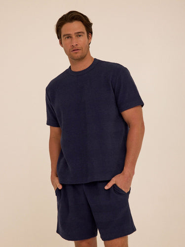 Chadwick Jacquard Textured Stripe Relaxed Tee Mens Tops Tshirt Short Threads 4 Thought 