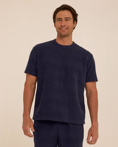 Chadwick Jacquard Textured Stripe Relaxed Tee Mens Tops Tshirt Short Threads 4 Thought 