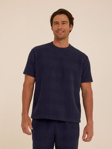 Chadwick Jacquard Textured Stripe Relaxed Tee Mens Tops Tshirt Short Threads 4 Thought 