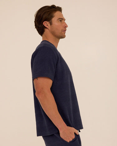 Chadwick Jacquard Textured Stripe Relaxed Tee Mens Tops Tshirt Short Threads 4 Thought 