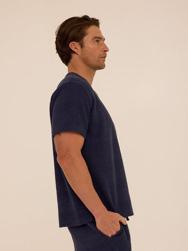 Chadwick Jacquard Textured Stripe Relaxed Tee Mens Tops Tshirt Short Threads 4 Thought 