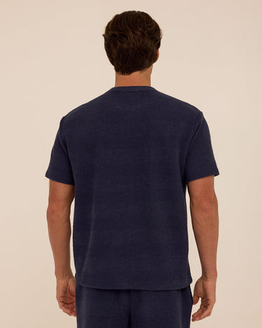 Chadwick Jacquard Textured Stripe Relaxed Tee Mens Tops Tshirt Short Threads 4 Thought 