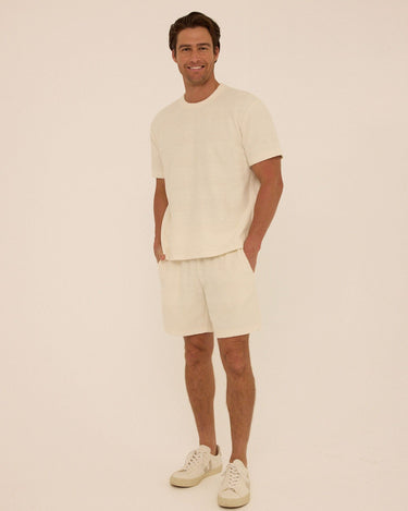 Chadwick Jacquard Textured Stripe Relaxed Tee Mens Tops Tshirt Short Threads 4 Thought 