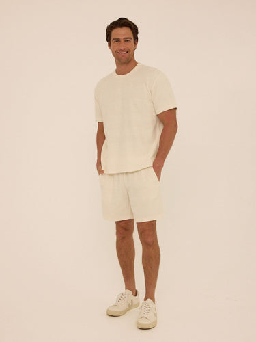 Chadwick Jacquard Textured Stripe Relaxed Tee Mens Tops Tshirt Short Threads 4 Thought 