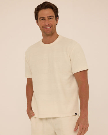 Chadwick Jacquard Textured Stripe Relaxed Tee Mens Tops Tshirt Short Threads 4 Thought 