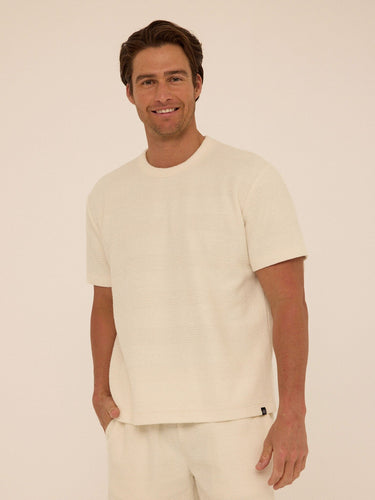 Chadwick Jacquard Textured Stripe Relaxed Tee Mens Tops Tshirt Short Threads 4 Thought 