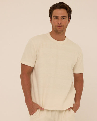 Chadwick Jacquard Textured Stripe Relaxed Tee Mens Tops Tshirt Short Threads 4 Thought 
