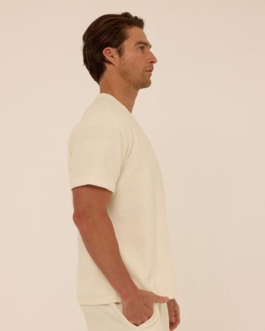 Chadwick Jacquard Textured Stripe Relaxed Tee Mens Tops Tshirt Short Threads 4 Thought 