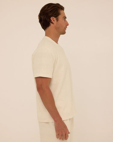 Chadwick Jacquard Textured Stripe Relaxed Tee Mens Tops Tshirt Short Threads 4 Thought 