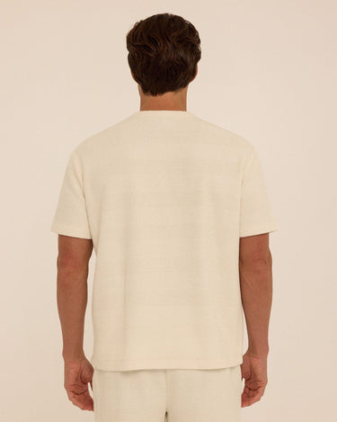Chadwick Jacquard Textured Stripe Relaxed Tee Mens Tops Tshirt Short Threads 4 Thought 