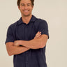 Archer Jacquard Textured Stripe Button-Down Pocket Shirt Mens Tops Tshirt Short Threads 4 Thought 