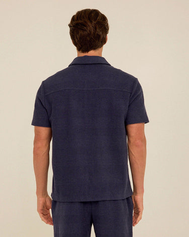 Archer Jacquard Textured Stripe Button-Down Pocket Shirt Mens Tops Tshirt Short Threads 4 Thought 