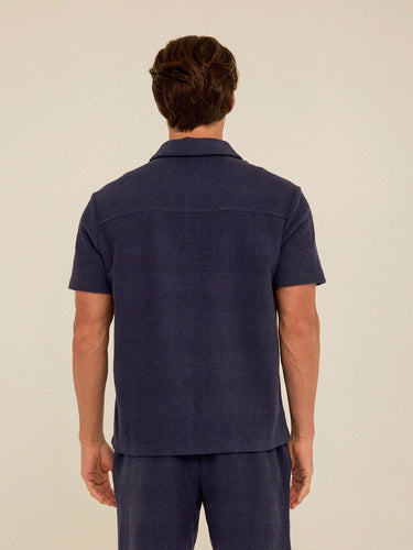 Archer Jacquard Textured Stripe Button-Down Pocket Shirt Mens Tops Tshirt Short Threads 4 Thought 