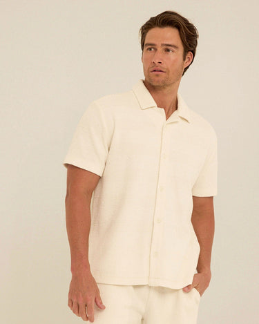 Archer Jacquard Textured Stripe Button-Down Pocket Shirt Threads 4 Thought 