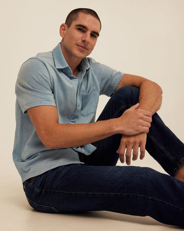 Dorian Mineral Wash Jersey Short Sleeve Button-Down Threads 4 Thought 