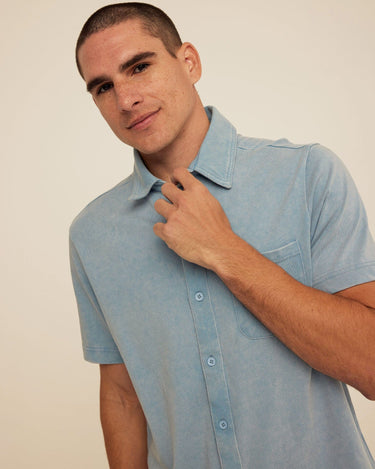 Dorian Mineral Wash Jersey Short Sleeve Button-Down Threads 4 Thought 