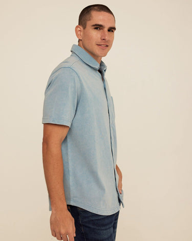 Dorian Mineral Wash Jersey Short Sleeve Button-Down Threads 4 Thought 