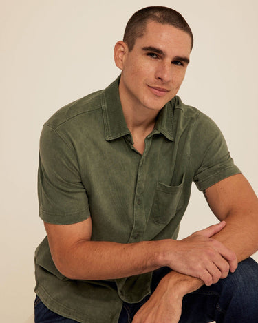 Dorian Mineral Wash Jersey Short Sleeve Button-Down Threads 4 Thought 