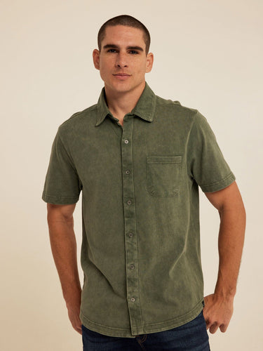 Dorian Mineral Wash Jersey Short Sleeve Button-Down Threads 4 Thought 