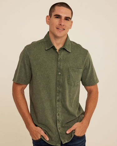 Dorian Mineral Wash Jersey Short Sleeve Button-Down Threads 4 Thought 