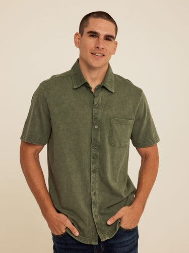 Dorian Mineral Wash Jersey Short Sleeve Button-Down Threads 4 Thought 