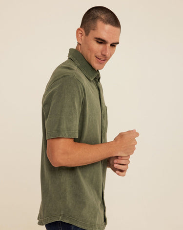 Dorian Mineral Wash Jersey Short Sleeve Button-Down Threads 4 Thought 