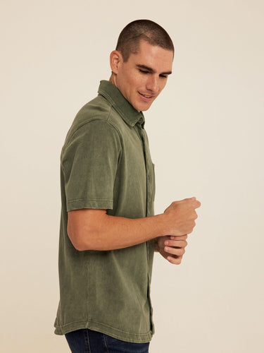 Dorian Mineral Wash Jersey Short Sleeve Button-Down Threads 4 Thought 