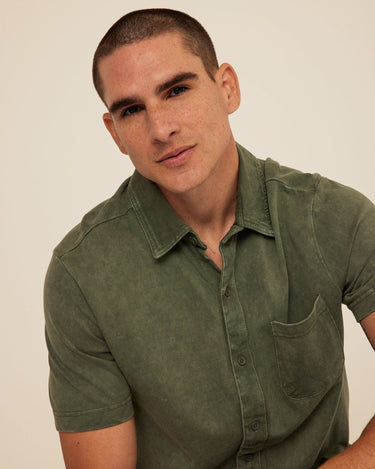 Dorian Mineral Wash Jersey Short Sleeve Button-Down Threads 4 Thought 