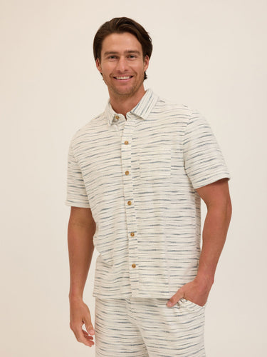 Paxton Shoreline Terry Button-Down Pocket Shirt Mens Tops Tshirt Short Threads 4 Thought 