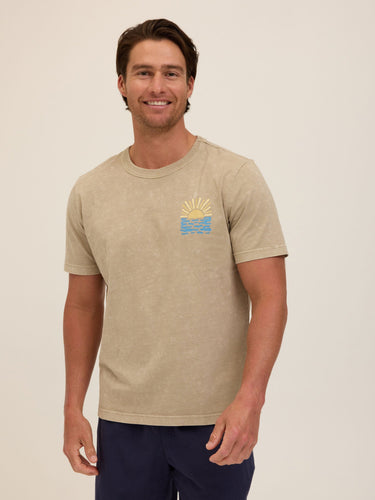Ocean Rays Graphic Mineral Wash Jersey Tee Mens Tops Tshirt Short Threads 4 Thought 