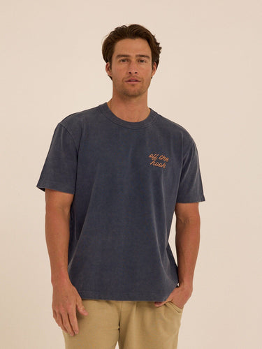 Mineral Wash Relaxed Fit Graphic Tee Mens Tops Tshirt Short Threads 4 Thought 